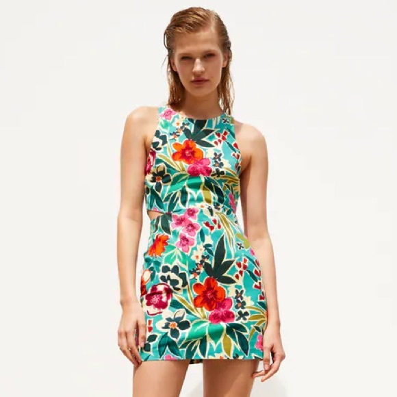 ZARA 🌺 Cut Out Floral Jumpsuit Dress - Picture 6 of 7